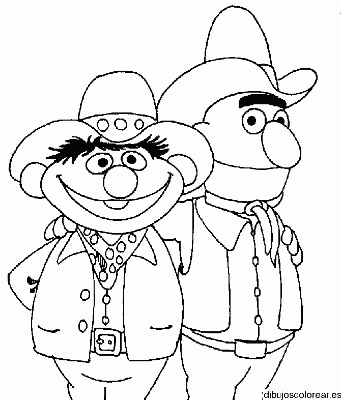 Dibujo de Enrique y Beto vestidos de vaqueros