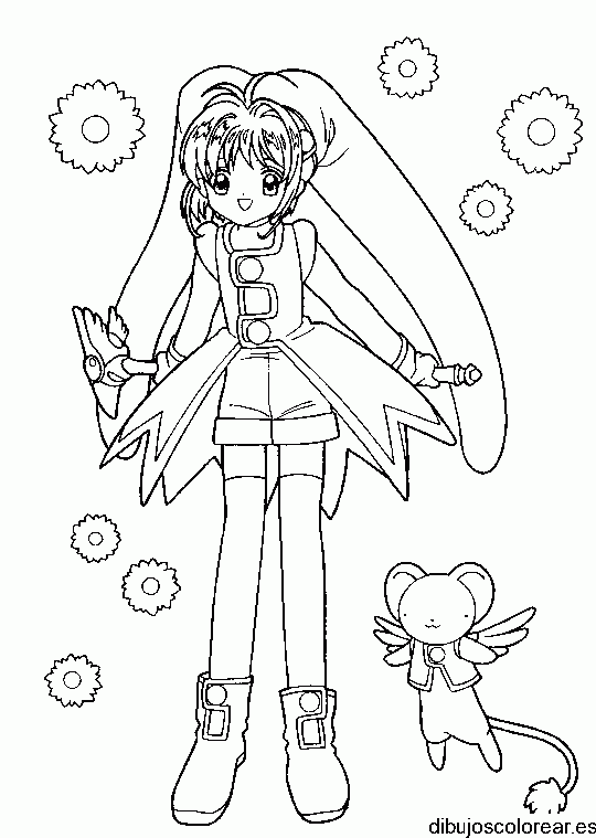 Dibujo de chica anime volando