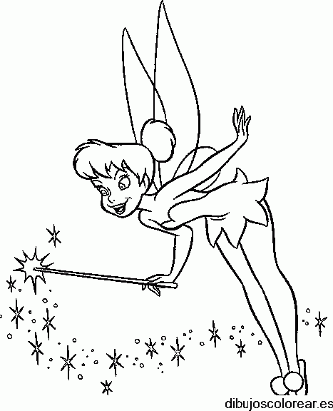 Dibujo de Campanita y una lluvia de estrellas