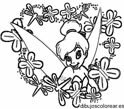 Dibujo de Campanita entre flores