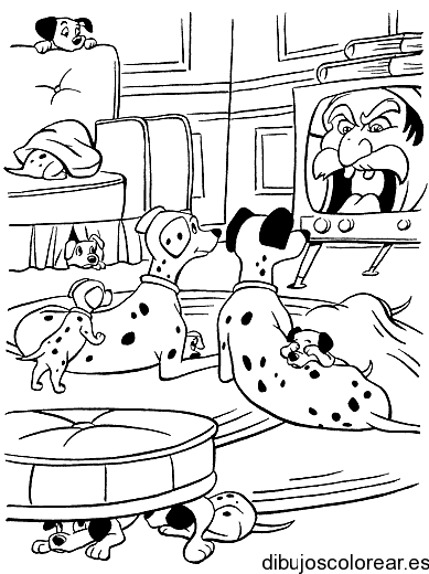 Dibujo de perros viendo televisión
