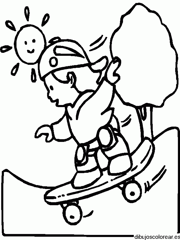 Dibujo de una niña en patineta