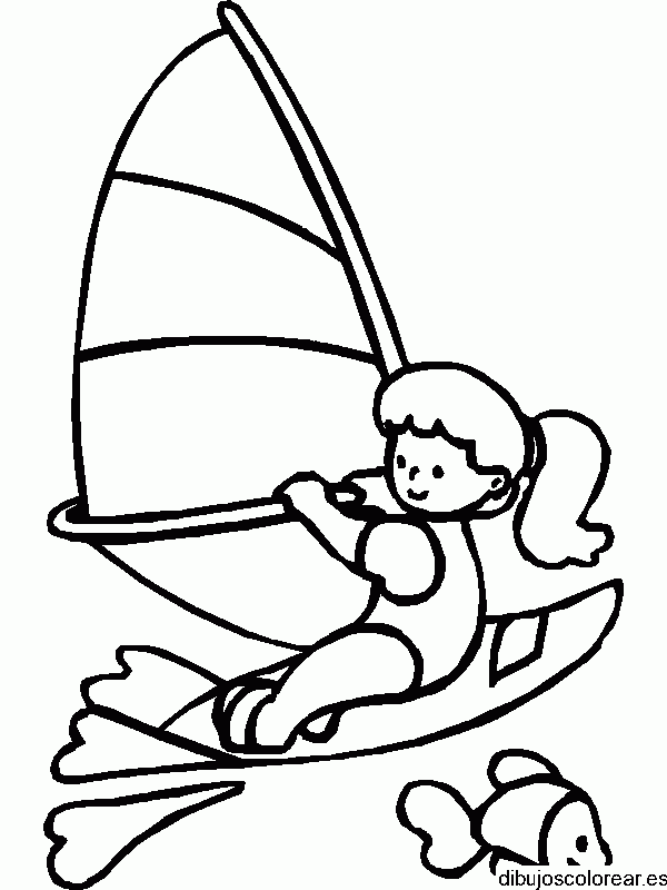 Dibujo de una niña en un velero