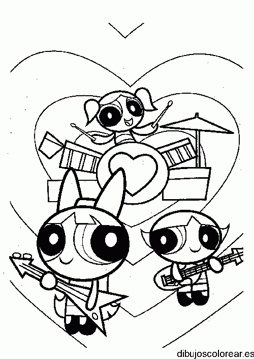 Dibujo de Supernenas haciendo música