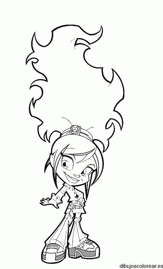 Dibujo de una pequeña niña con enorme peinado