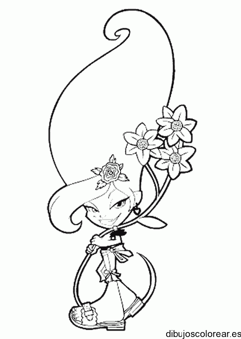 Dibujo de una chica con flores