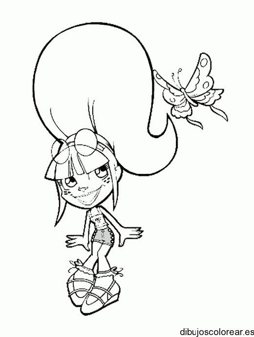 Dibujo de una niña y una mariposa