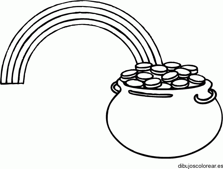 Dibujo de una olla con monedas 