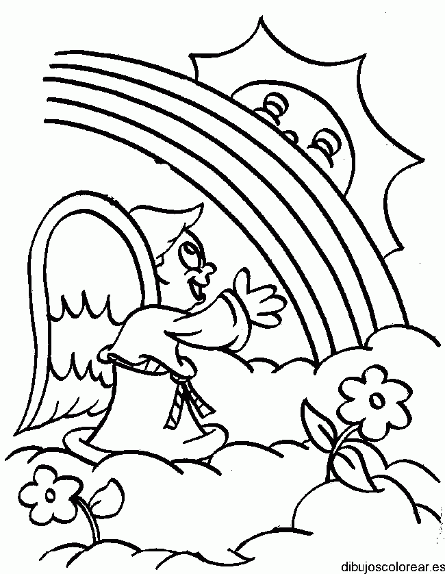 Dibujo de un ángel en las nubes