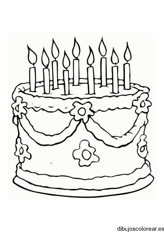 Dibujo de un pastel de cumpleaños con velas