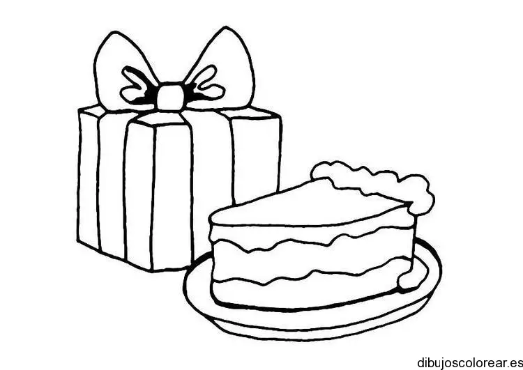 Dibujo de un pastel y un regalo 