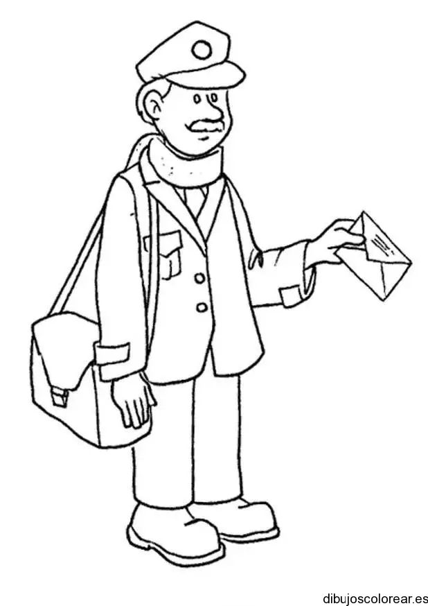 Dibujo de un cartero con una carta