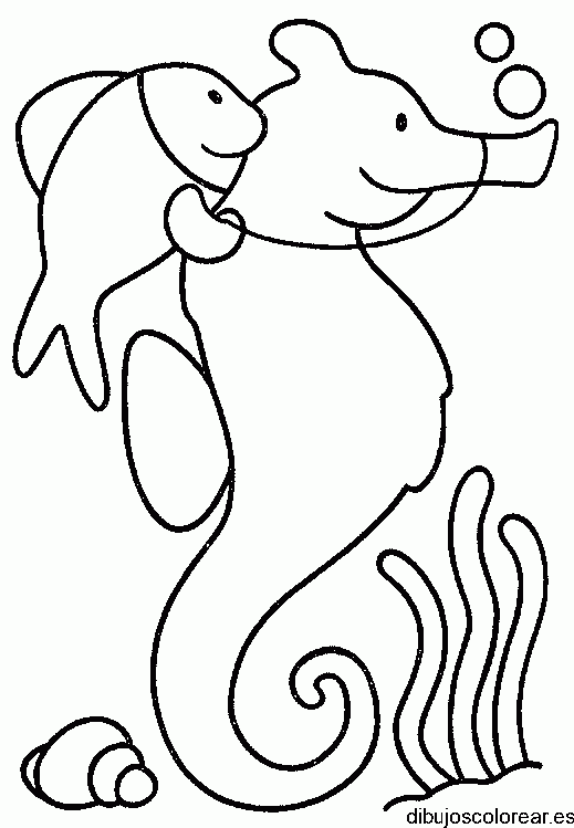 Dibujo de dos caballitos de mar jugando