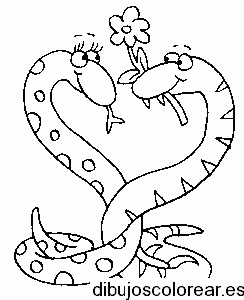 Dibujo de dos serpientes enamoradas