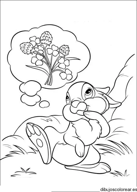 Dibujo de un conejo soñando