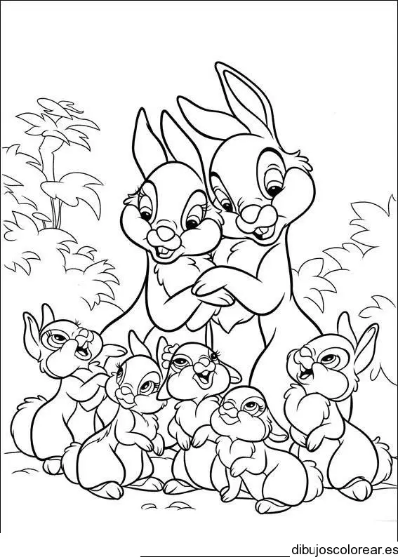 Dibujo de una familia de conejos