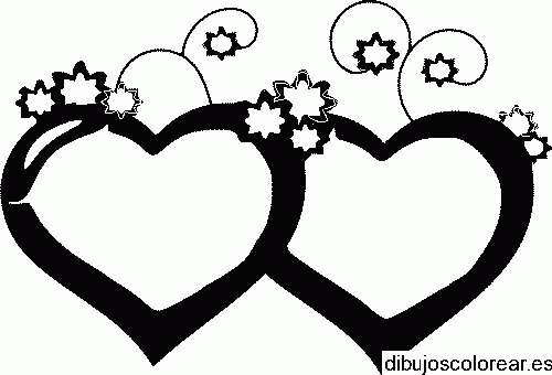 Dibujo de dos corazones en negro