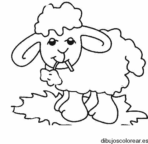 Dibujo de una oveja comiendo unas hojas