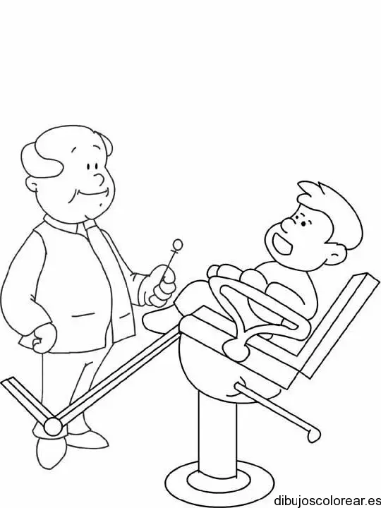 Dibujo de un niño con el dentista