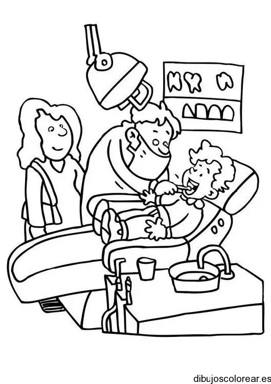 Dibujo de un niño en el dentista