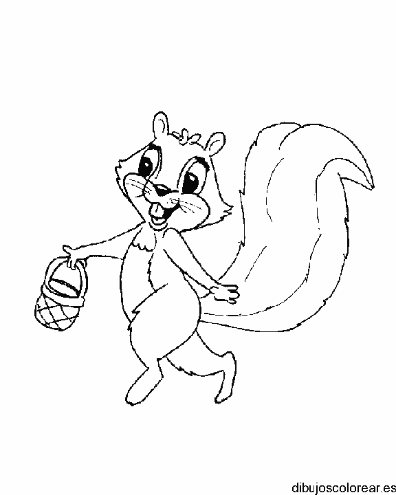 Dibujo de una ardilla con una cesta