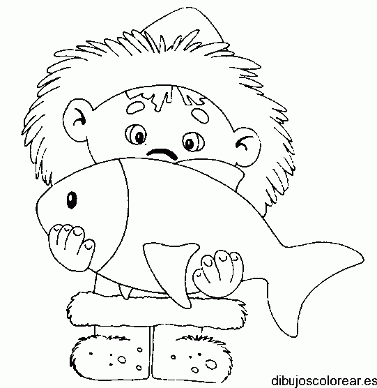 Dibujo de un niño y su pescado