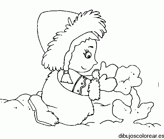 Dibujo de una pequeña niña en la nieve