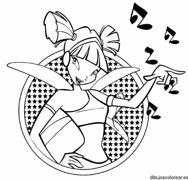 Dibujo de una chica cantando