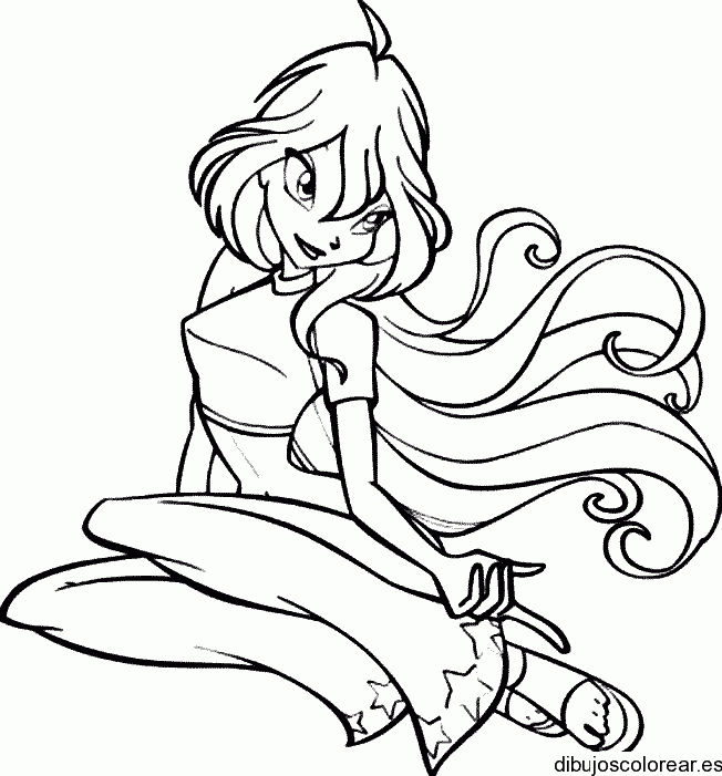 Dibujo de una chica de larga melena