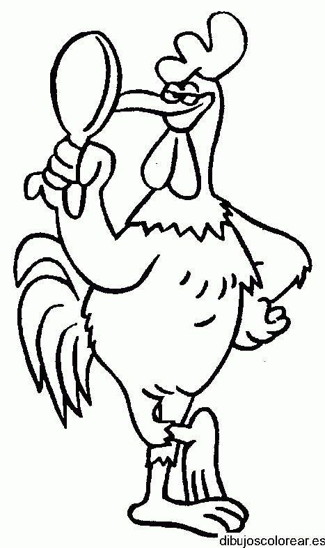 Dibujo de un gallo en el espejo
