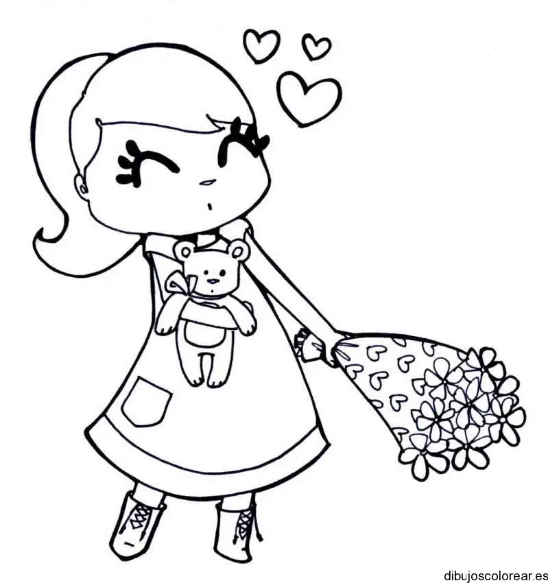 Dibujo de una niña enamorada 