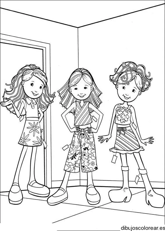 Dibujo de las niñas posando 