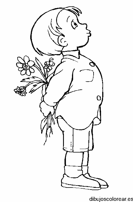 Dibujo de un niño con flores 