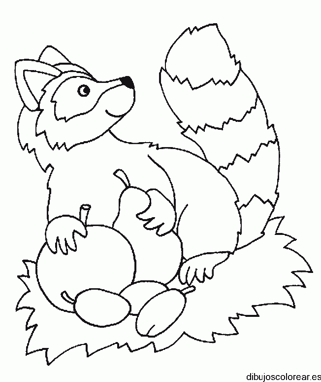 Dibujo de un lobo con frutas