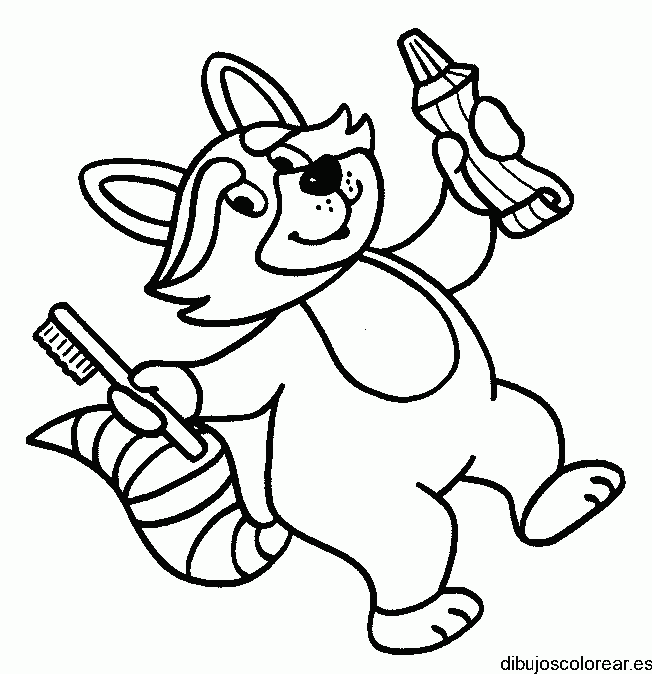 Dibujo de un gato con un cepillo de dientes