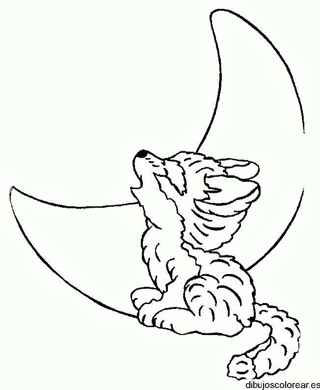 Dibujo de un lobo y la luna
