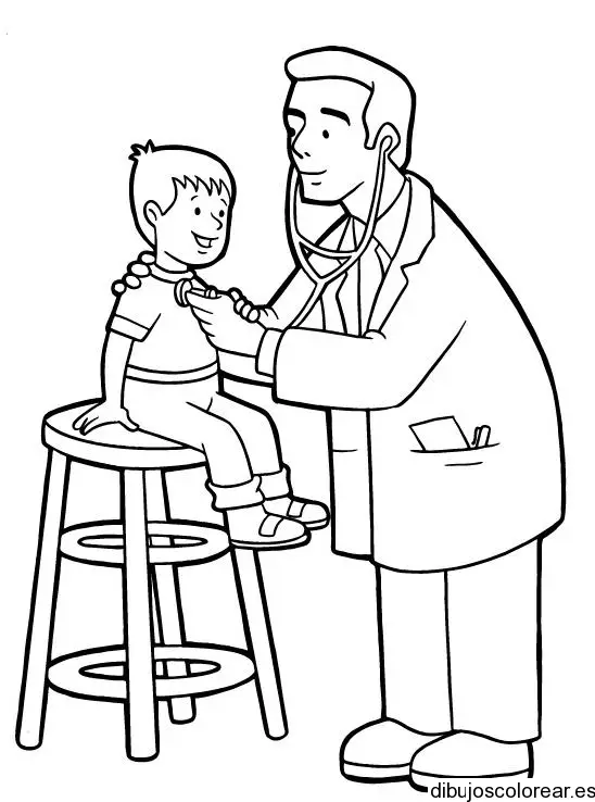 Dibujo de un niño con el doctor