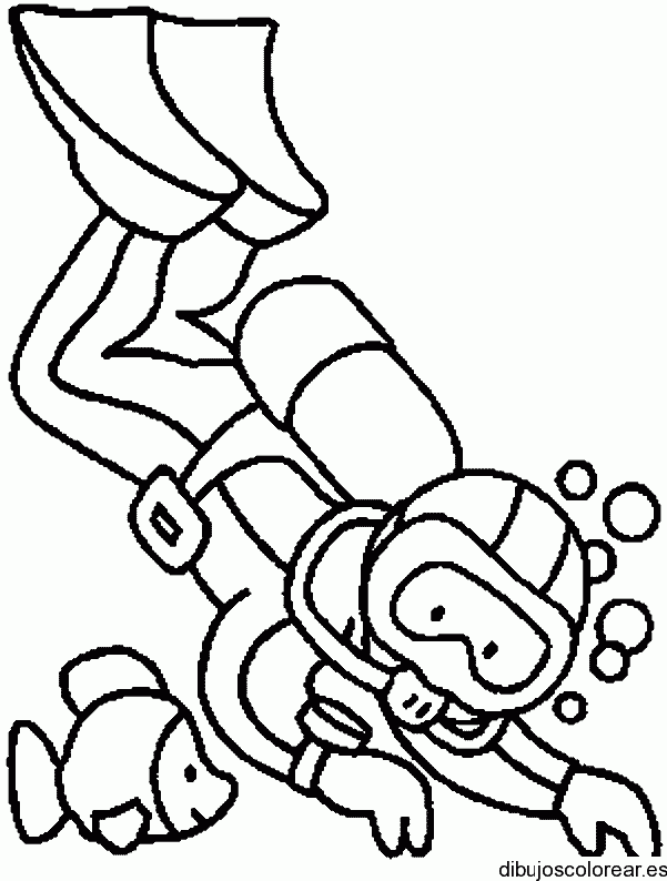 Dibujo de un buzo en el océano