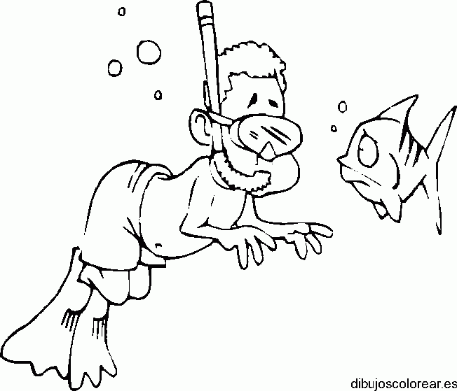 Dibujo de un niño y un pez