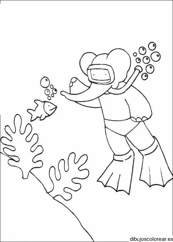 Dibujo de un elefantes como buzo