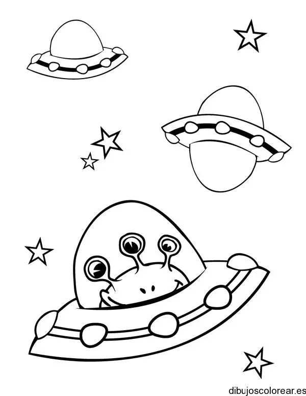 Dibujo de estrellas y ovnis