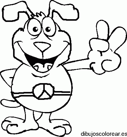 Dibujo de un perro y el símbolo de paz y amor