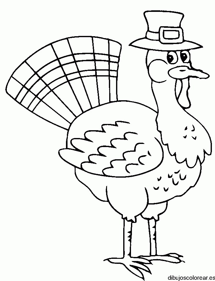 Dibujo de un pavo con sombrero