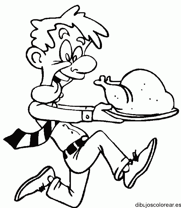 Dibujo de un hombre con un pavo