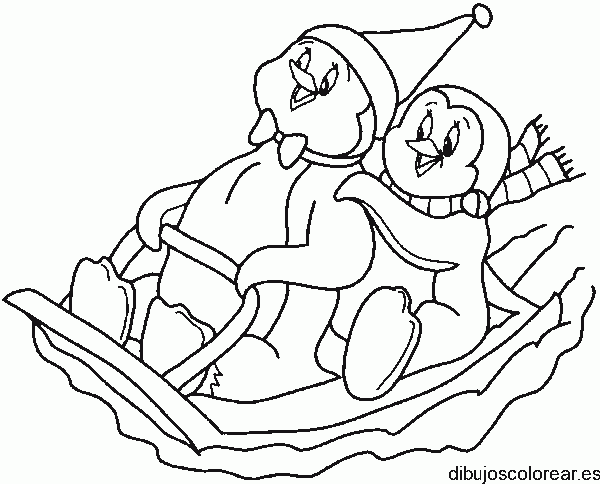 Dibujo de dos pingüinos con bufandas