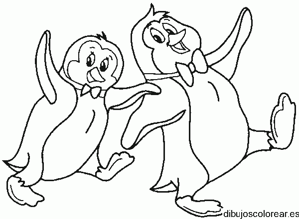 Dibujo de dos pingüinos de paseo