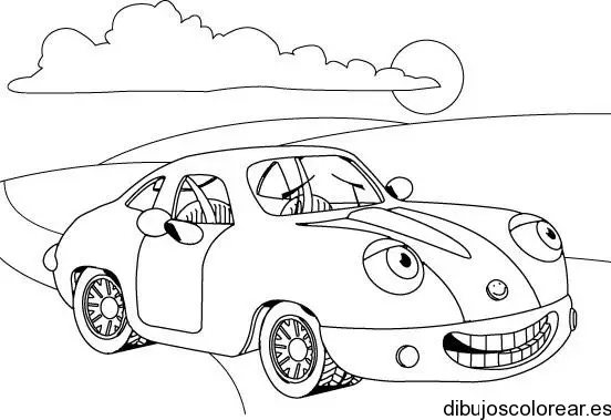 Dibujo de un cochecito en la carretera