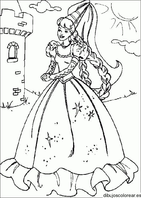 Dibujo de Rapunzel y el castillo
