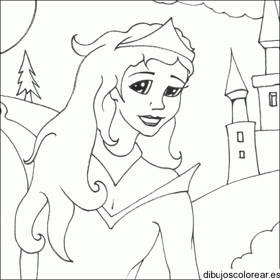Dibujo de una princesa en el jardín