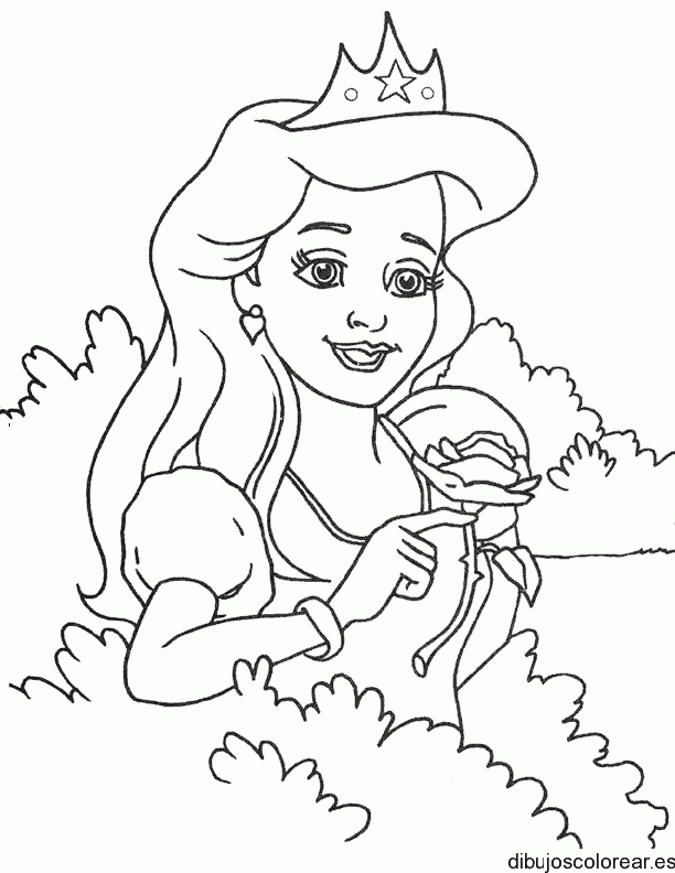 Dibujo de una princesa en el jardín